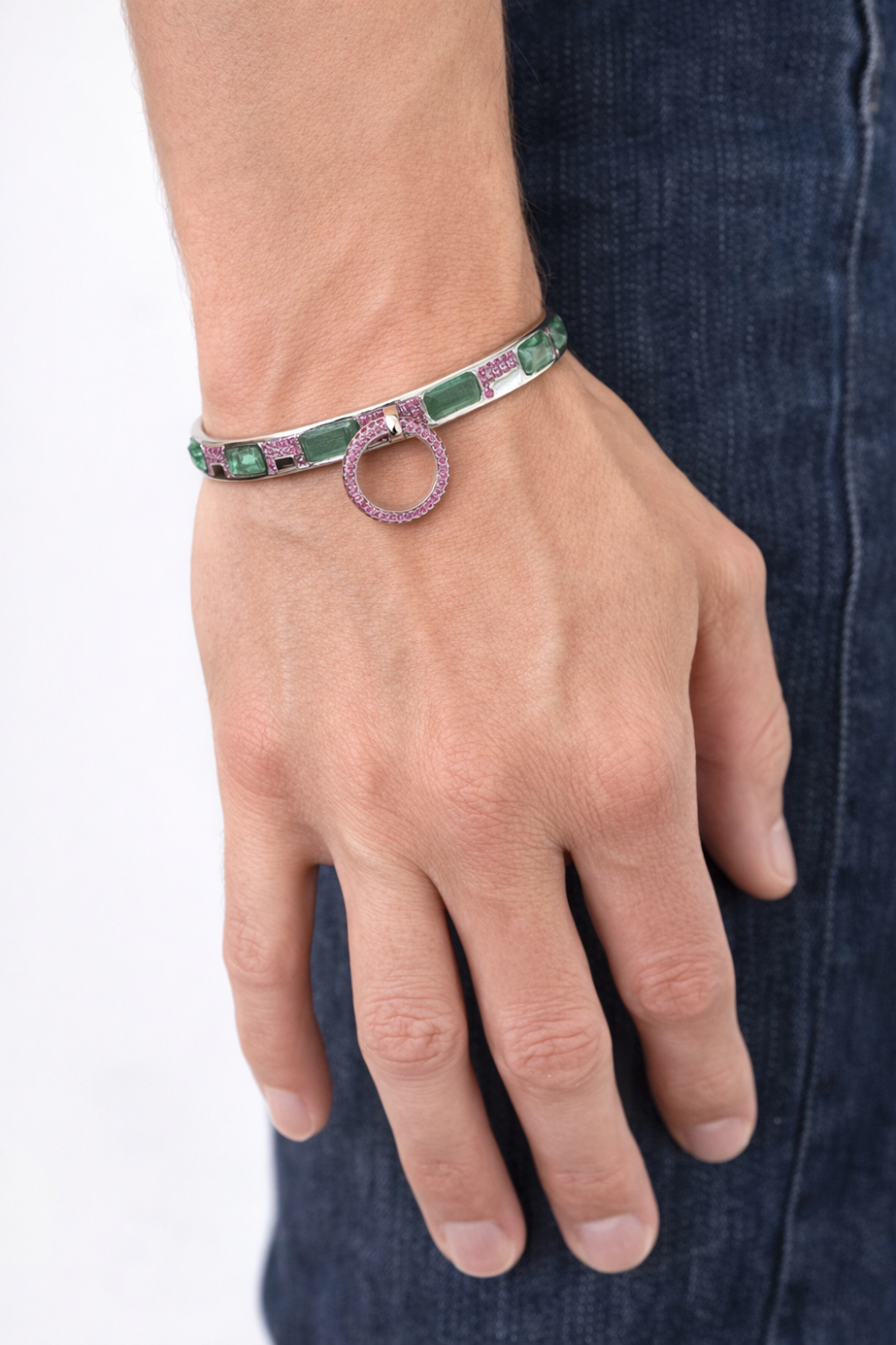 
                  
                    Circle Of Life Bangle, Green Tourmaline Pink Sapphire/Silver
                  
                