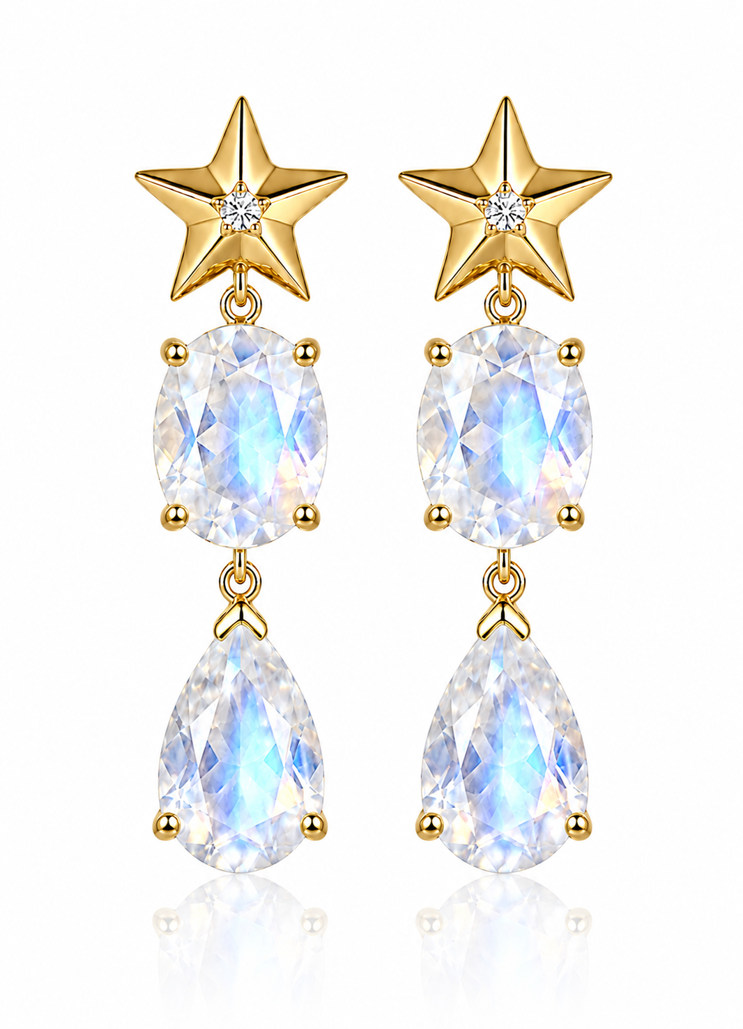 
                  
                    Rainbow Moonstone Star Earrings/18k YG
                  
                