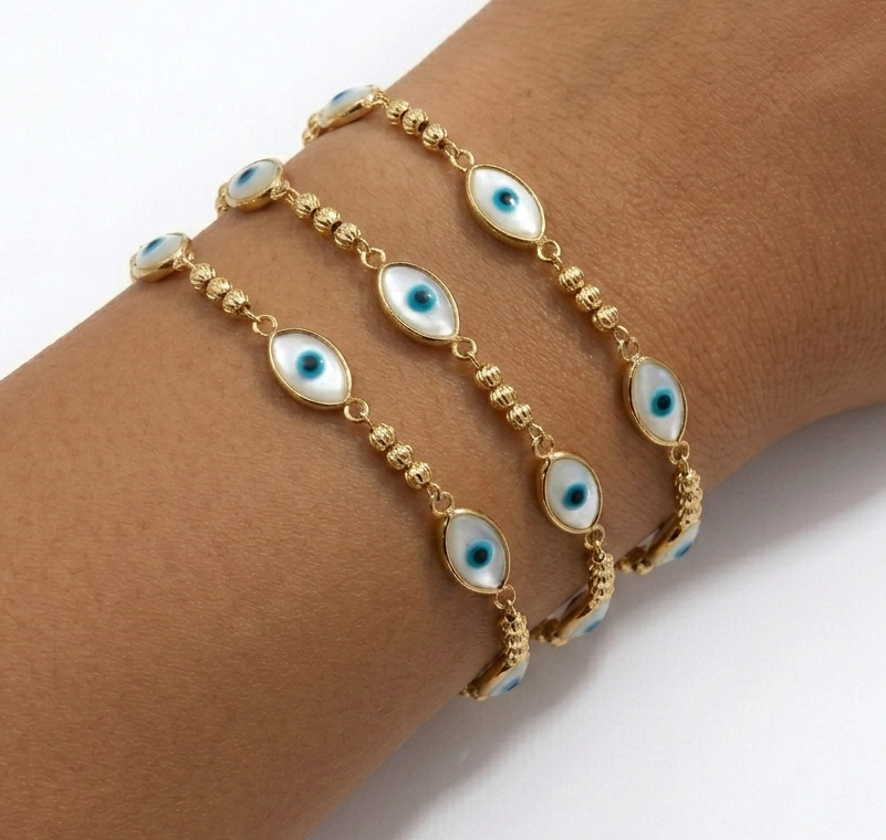 
                  
                    Evil Eye Triple Bracelet/18K YG
                  
                
