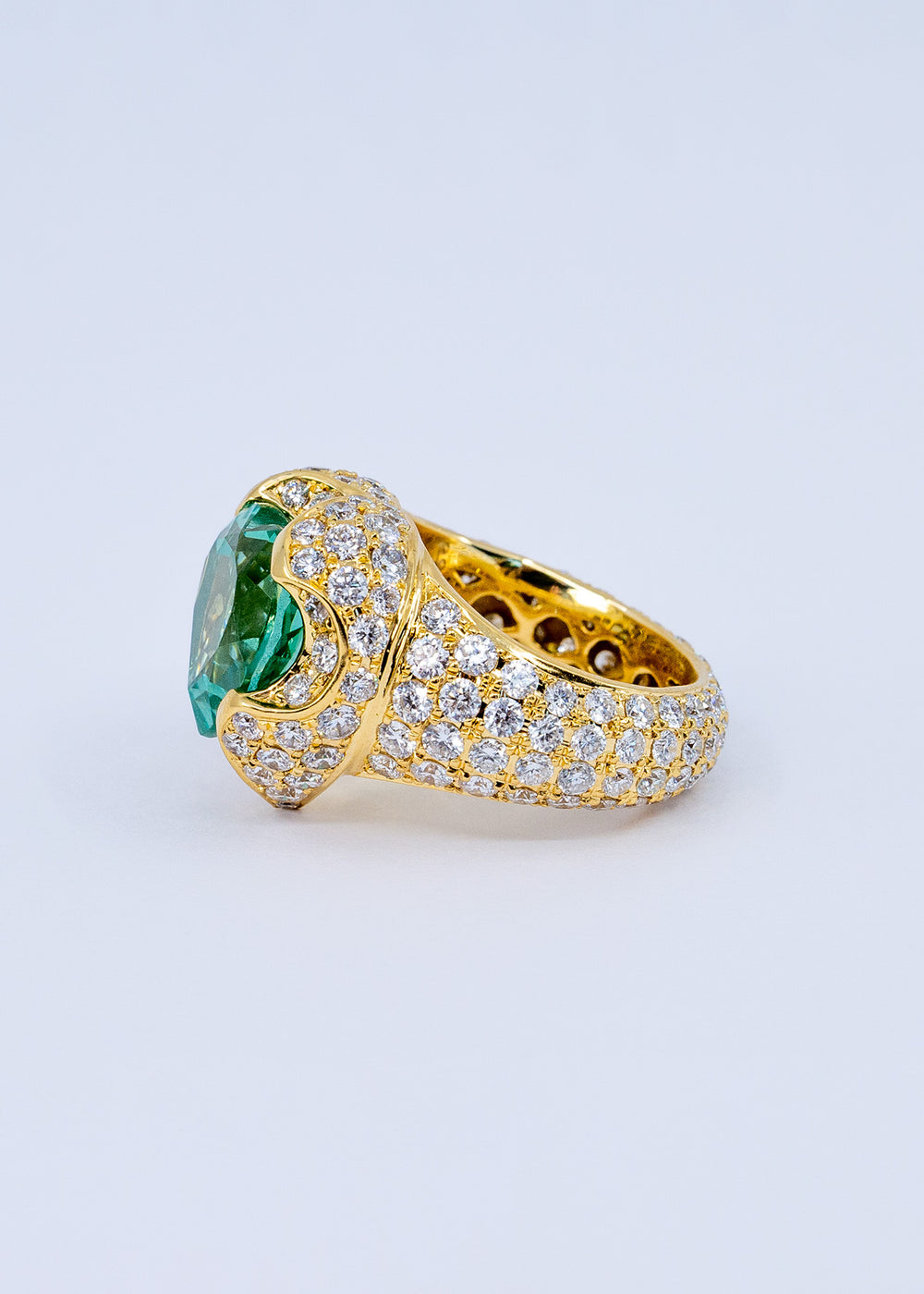 Ezgi Ring, Green Spinel, Diamond, YG