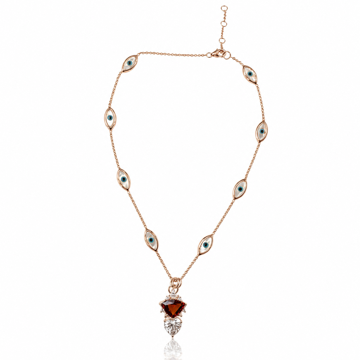 
                  
                    Evil Eye Mandarin Garnet And Zircon Necklace/18K RG
                  
                
