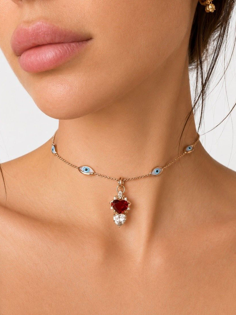 
                  
                    Evil Eye Mandarin Garnet And Zircon Necklace/18K RG
                  
                